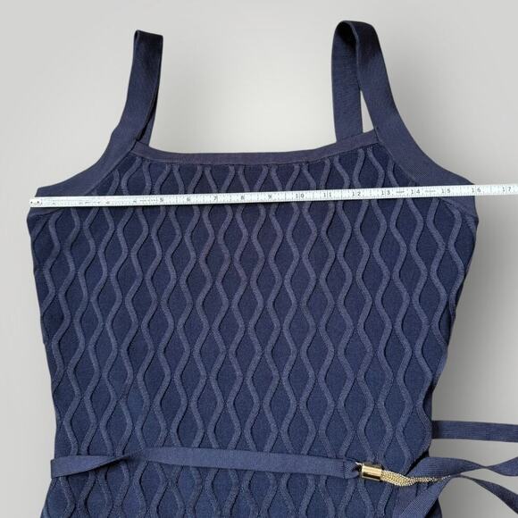 GUESS Genna Diamond Knit Sweater Dress Women's Size L Blackened Blue - Picture 6 of 12